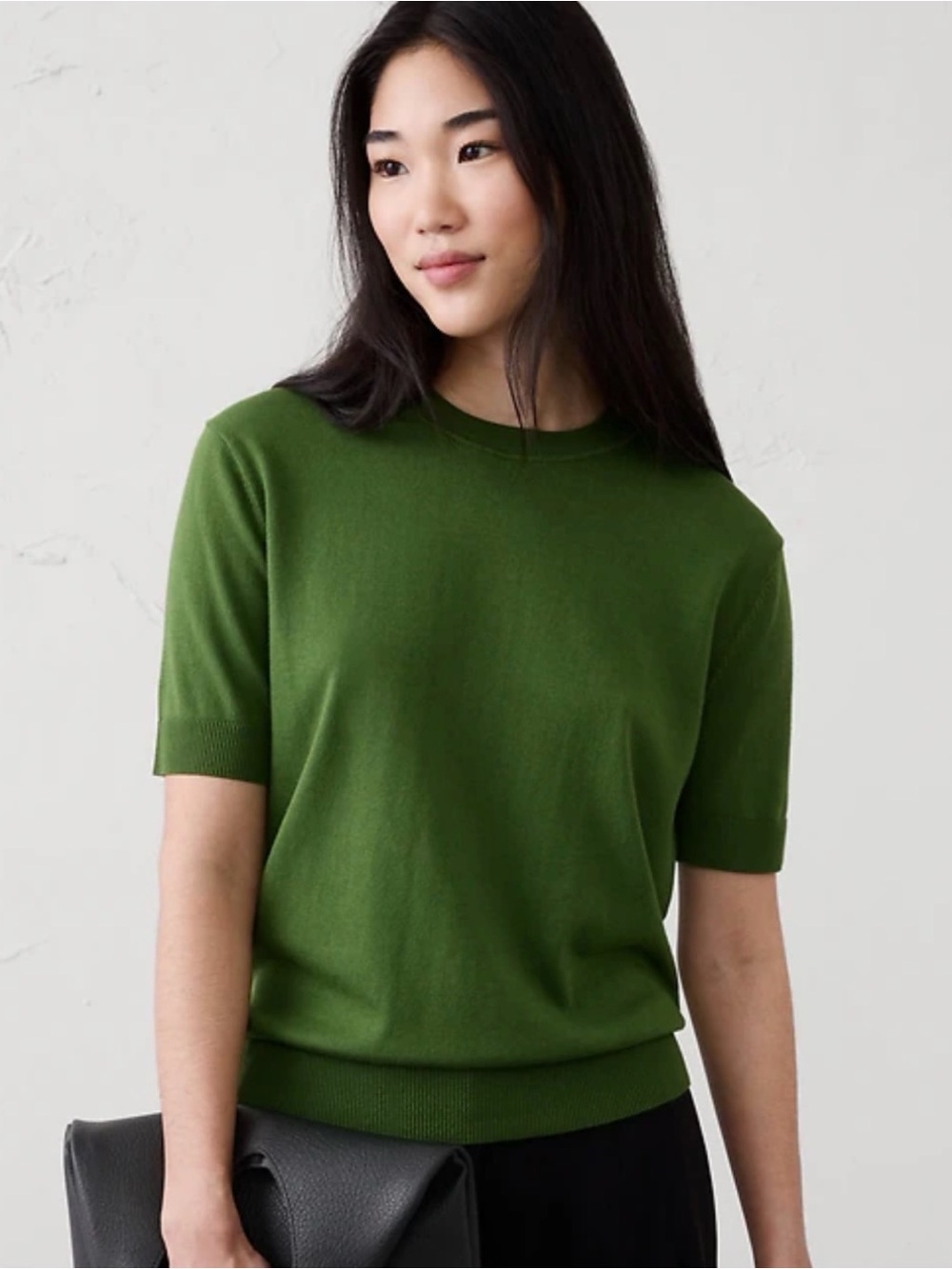 Banana Republic Factory Forever Short Sleeve Sweater Cactus Green